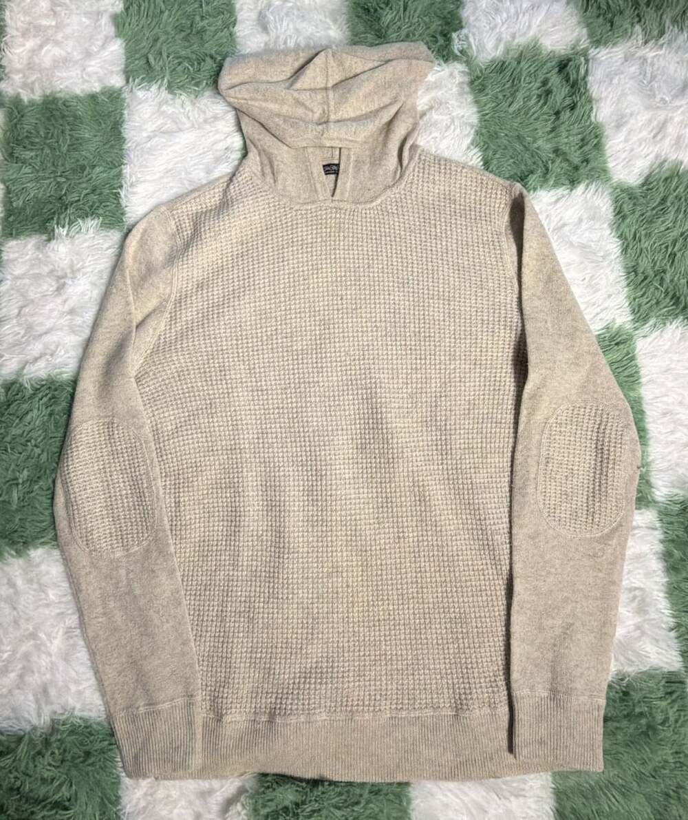 Saks Fifth Avenue Hoodie Size Small Sand Waffle Knit Cashmere Cachemire Hoodie